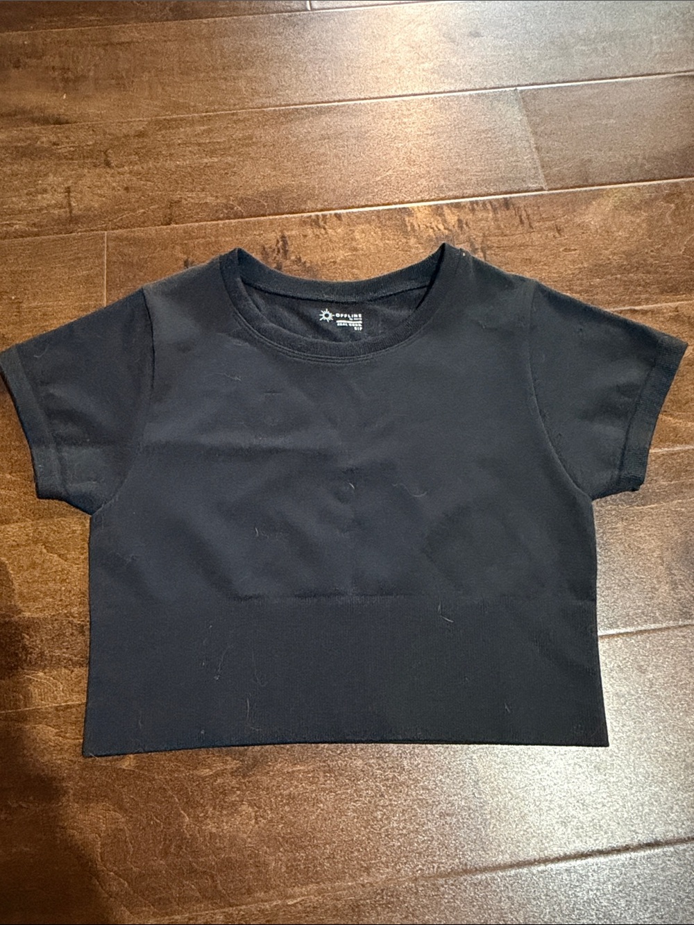 aerie Black Crop T‑Shirt Top